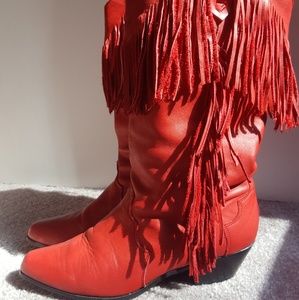 Dingo Red Boots with fringe size 8.5